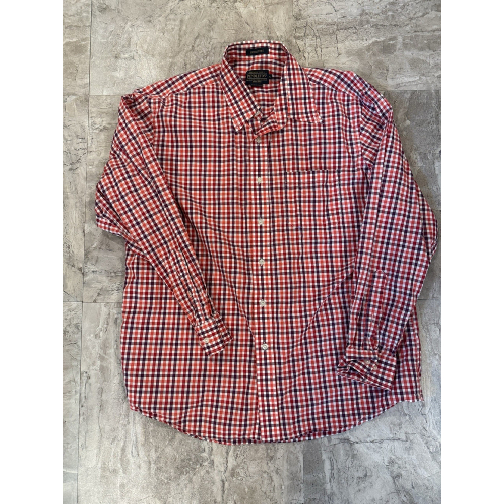 Pendleton Shirt Mens XL Red Bridgeport Plaid Button Down Long Sleeve